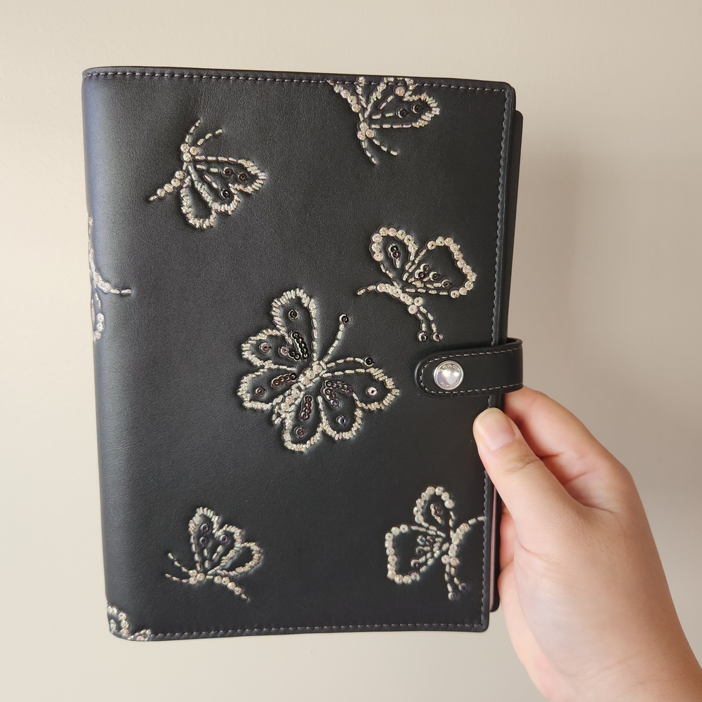 Coach Black Butterfly Embroidered Journal